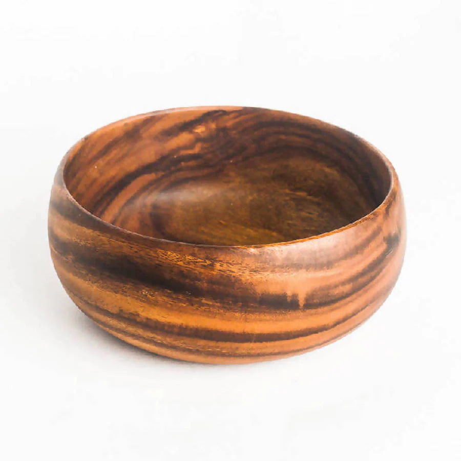Acacia Wooden Calabash Bowl | Size 10 x 4 in.