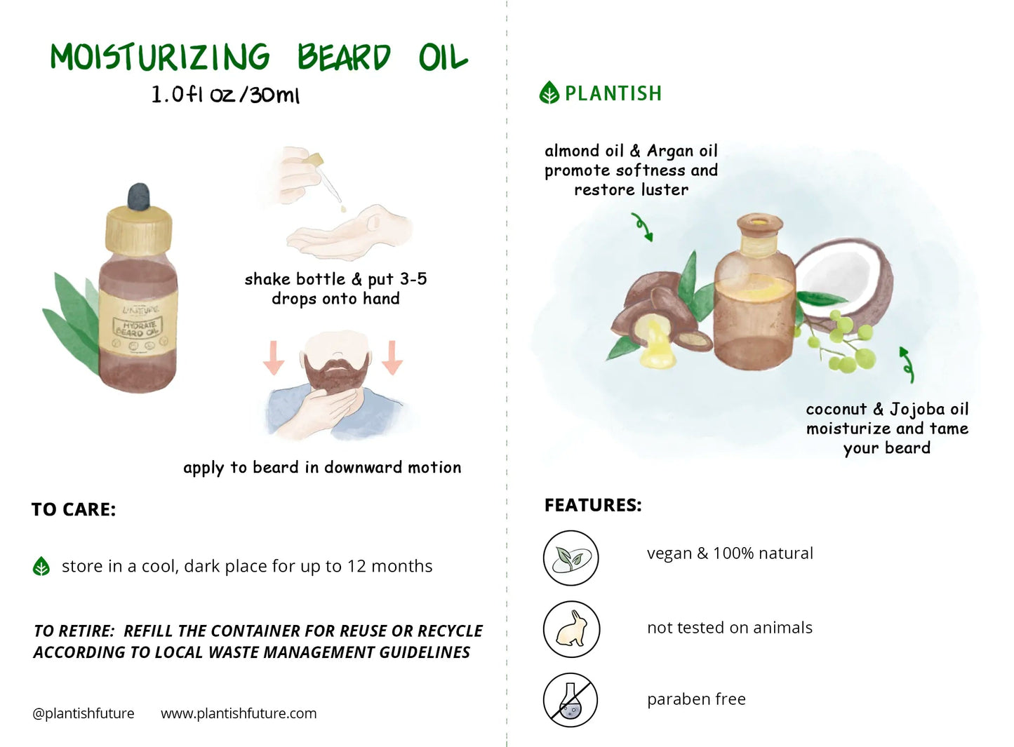 Vegan Moisturizing Beard Oil | Size: 1.0 fl oz / 30 ml