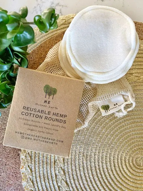 Hemp Cotton Rounds 10 Pack with Mesh Cotton Laundry Bag The Eco Joynt Ear Care
