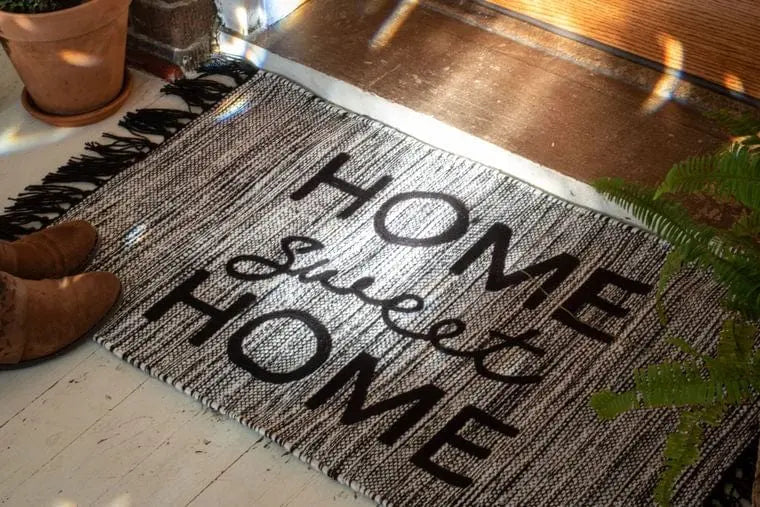 Recycled PET Plastic Hand Woven Outdoor "Home Sweet Home" Rug The Eco Joynt Home & Kitchen